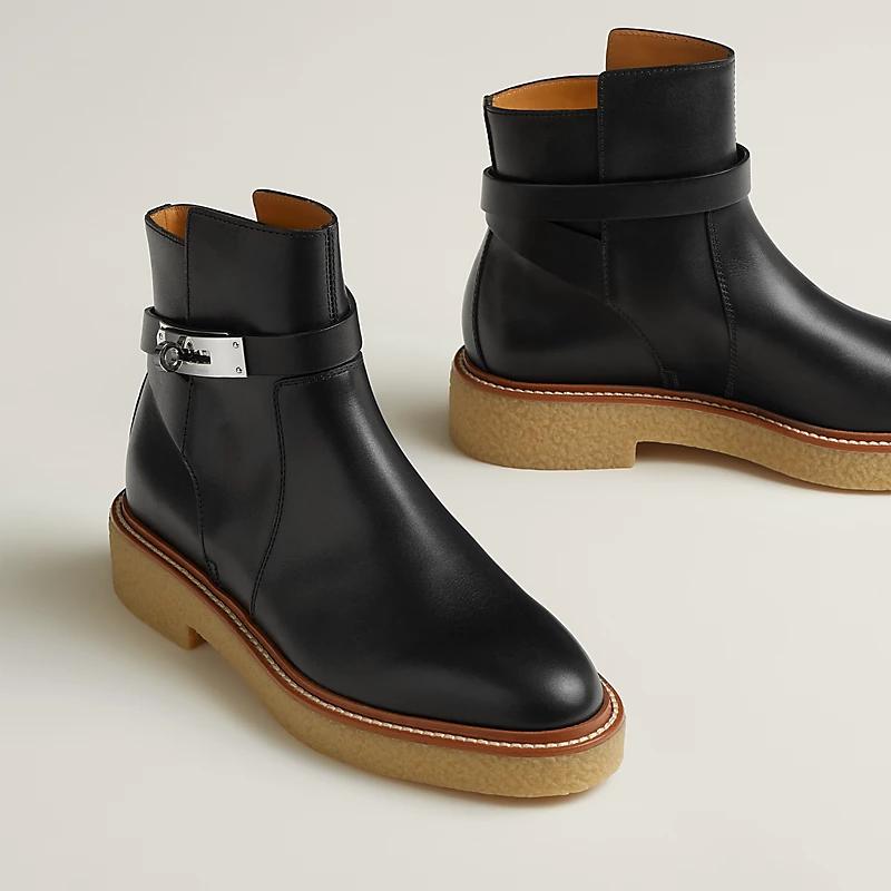 Giày Hermes History Ankle Boot Nữ Đen